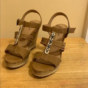 Call it Spring Beige platform wedge